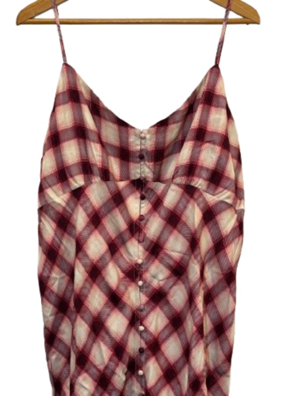 NWT Women's Size XL Gap Red Plaid Button Front Cami Maxi Dress